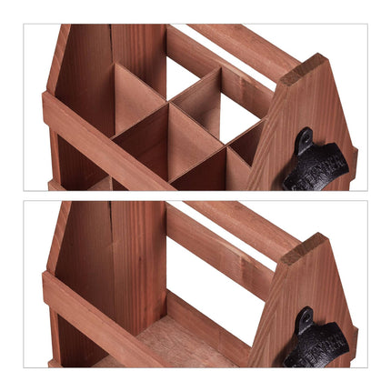 Wooden beer holder with bottle opener
