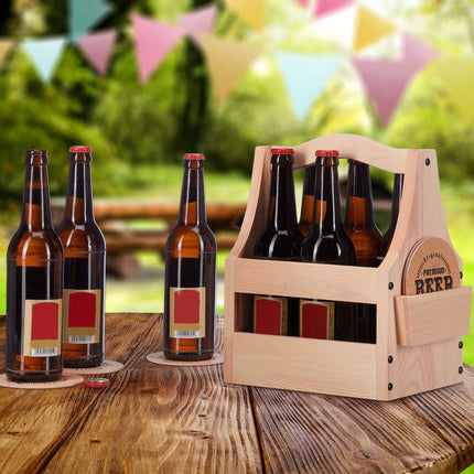 Wooden beer holder with bottle opener