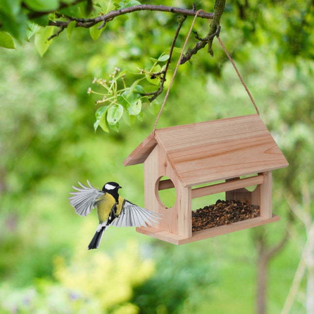 Wooden bird feeder