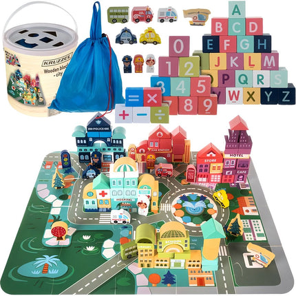 Wooden blocks - city 100 pcs. Kruzzel 19 159