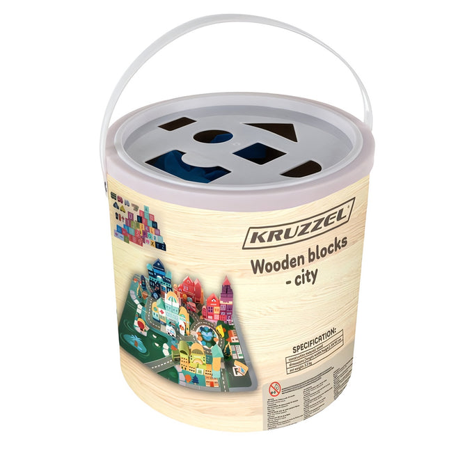 Wooden blocks - city 100 pcs. Kruzzel 19 159
