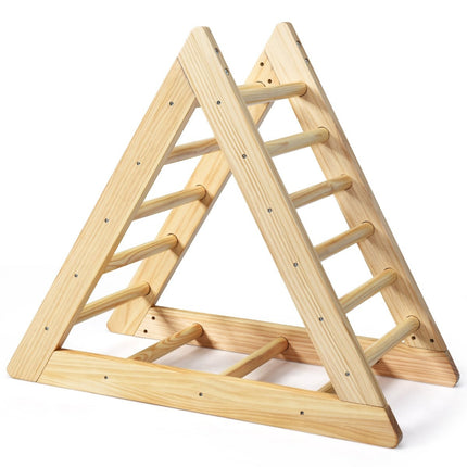 Wooden climbing triangle climbing frame for children aged 3 and over to develop motor skills made of natural pine 93x46x81cm