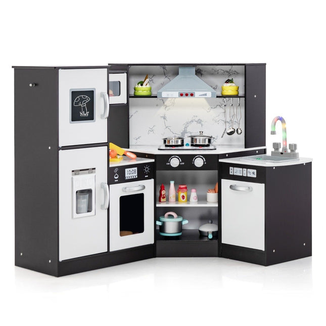 Wooden corner children's kitchen with light & sound & board & accessories children's kitchen play kitchen wooden kitchen coffee