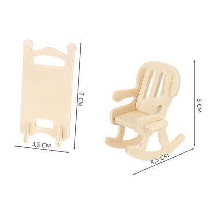 Wooden doll furniture set 34 pieces 23542