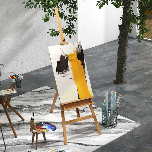 Adjustable wooden easel 180-235 cm with shelf and canvas holder