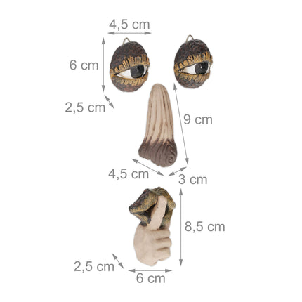 Wooden face with resting gesture