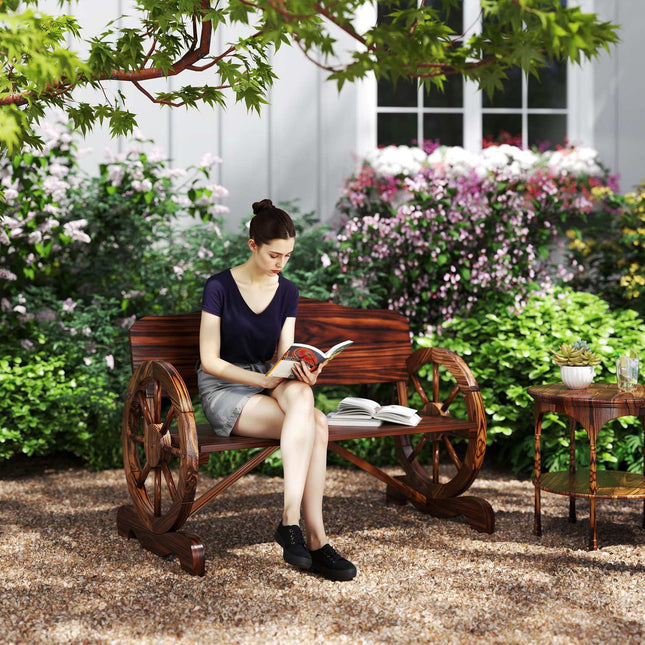 Garden bench with 2-seat wheels, weatherproof, limit of 240 kg