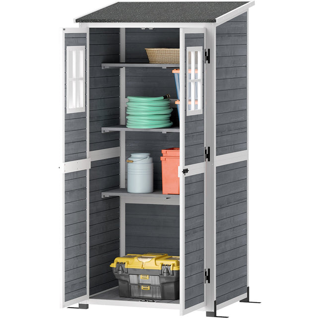 Wooden garden tool shed, weatherproof, lockable, 91x69x192cm
