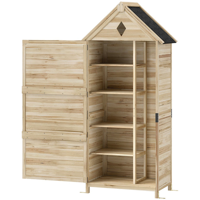 Waterproof Garden tool shed in wood, Asphalt roof, 80x49x170 cm