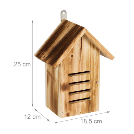 Wooden ladybug house with flames