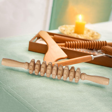Wooden massage roller