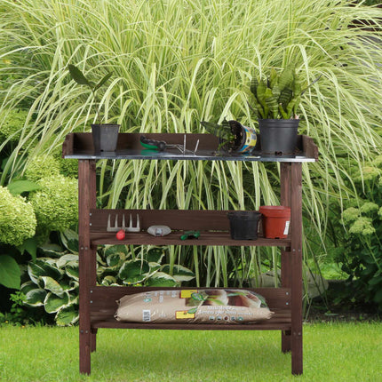 Wooden planter table