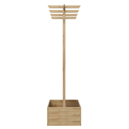 Houten verhoogd bed, tuinbed met dak, plantenbed met latwerk voor klimplanten, koudframe voor tuin, balkon, 160 x 55 x 183 cm natuurlijk hout