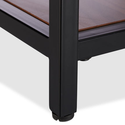 Wooden side table with metal base