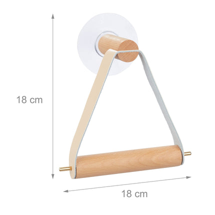 Wooden toilet roll holder with strap