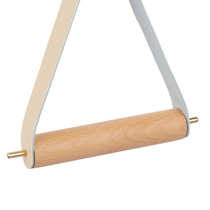 Wooden toilet roll holder with strap