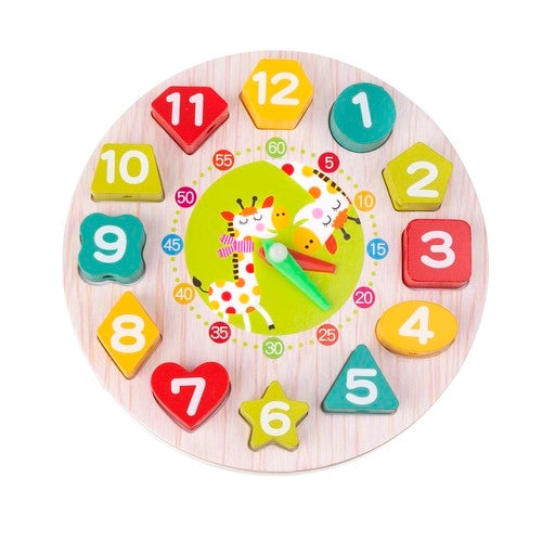 Wooden toy clock