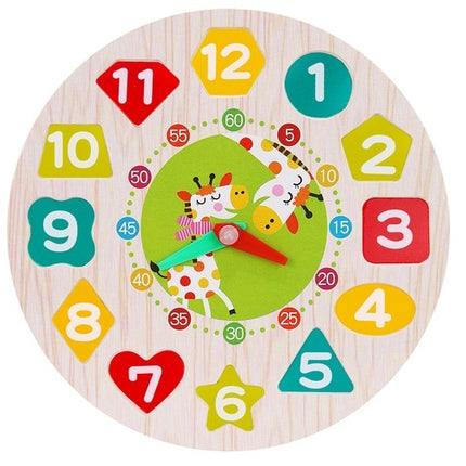 Wooden toy clock