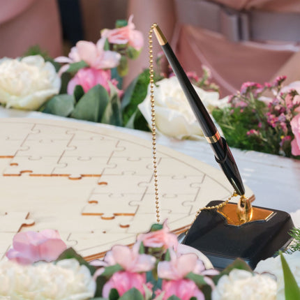 Wooden wedding guest book puzzle