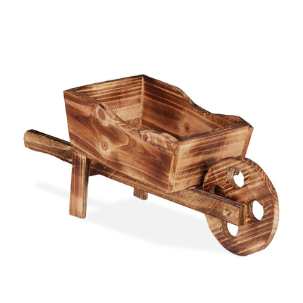 Wooden wheelbarrow for plants