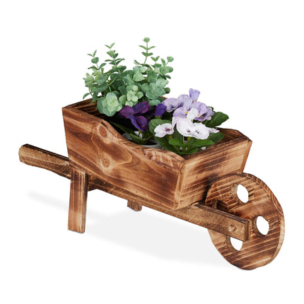 Wooden wheelbarrow for plants