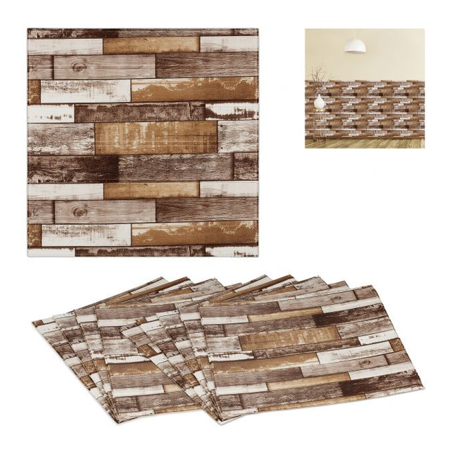 Wood look wall panels set of 10