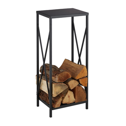 Wood shelf in black steel
