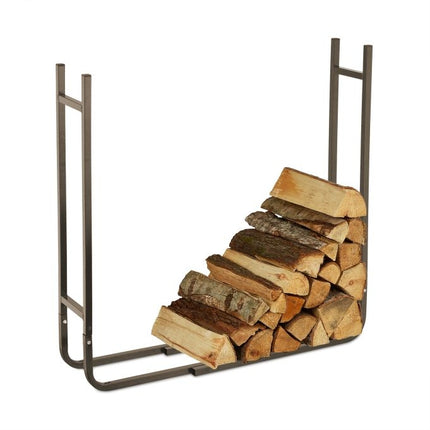 Wood shelf in brown steel