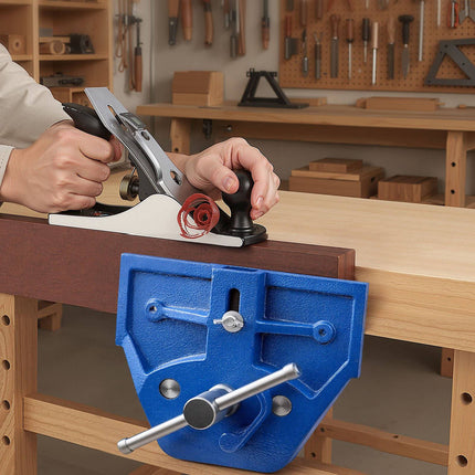 Woodworking Bench Vise, 9 In Jaw, Quick Release, Cast Iron