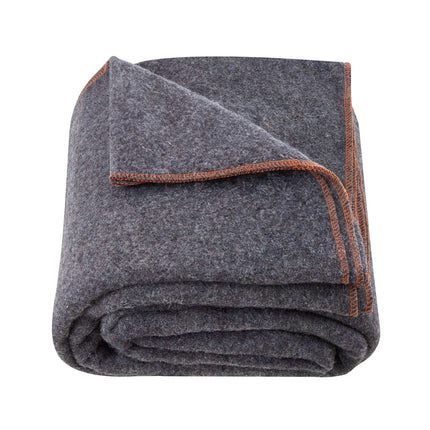 Wool Camping Blanket 64 x 88 in, 80% Wool, Flame Retardant, Dark Grey