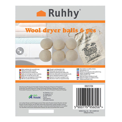 Wool dryer balls 6 pcs 25704