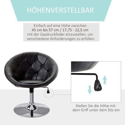 Adjustable swivel office chair, PU & steel, black/white