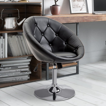 Adjustable swivel office chair, PU & steel, black/white