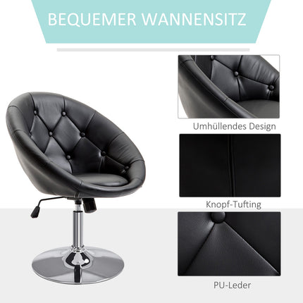 Adjustable swivel office chair, PU & steel, black/white