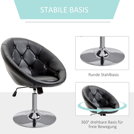 Adjustable swivel office chair, PU & steel, black/white