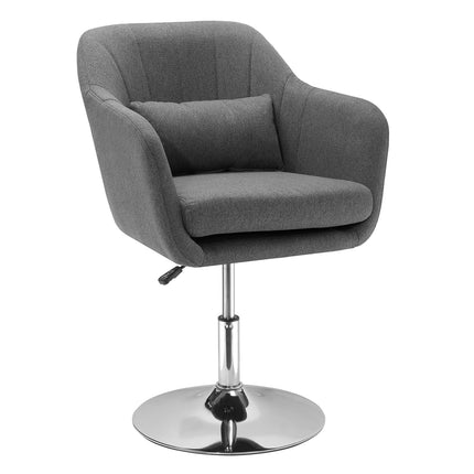 Height-adjustable swivel office chair, dark gray linen
