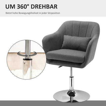 Height-adjustable swivel office chair, dark gray linen