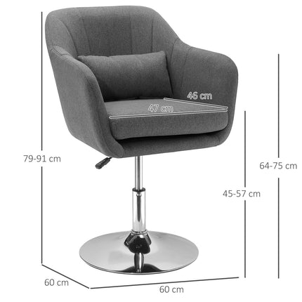 Height-adjustable swivel office chair, dark gray linen