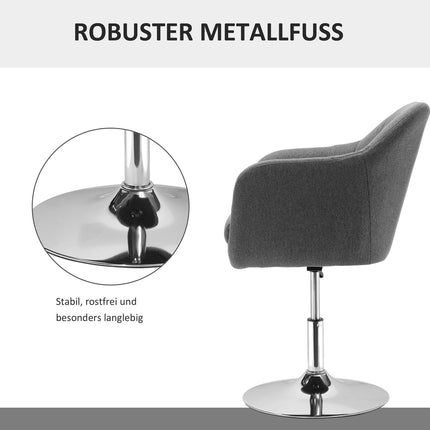Height-adjustable swivel office chair, dark gray linen