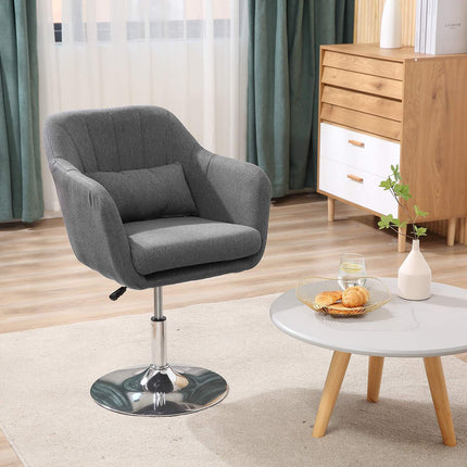 Height-adjustable swivel office chair, dark gray linen