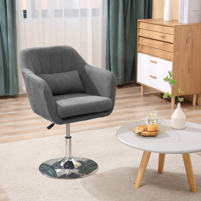 Height-adjustable swivel office chair, dark gray linen