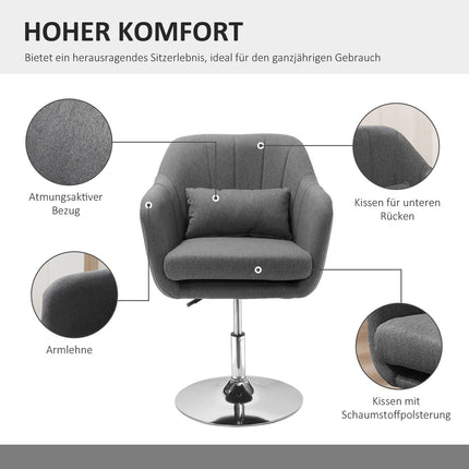 Height-adjustable swivel office chair, dark gray linen