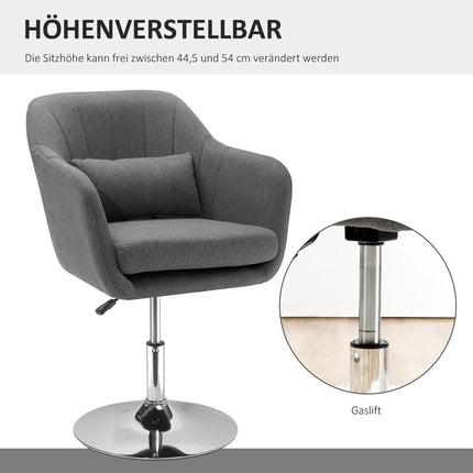 Height-adjustable swivel office chair, dark gray linen