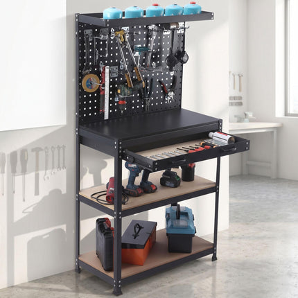 Workbench With Pegboard, Drawer, 19-Piece Tool Set