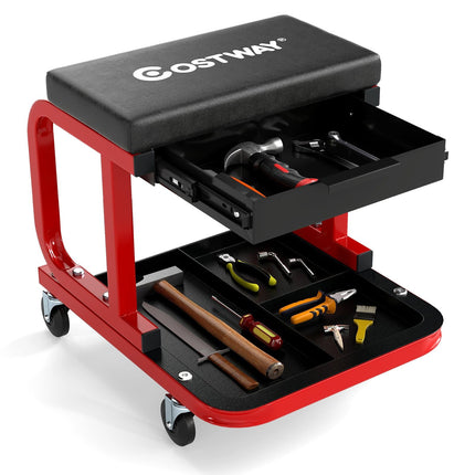 Workshop Stool with Wheels, 185 kg Capacity, Black