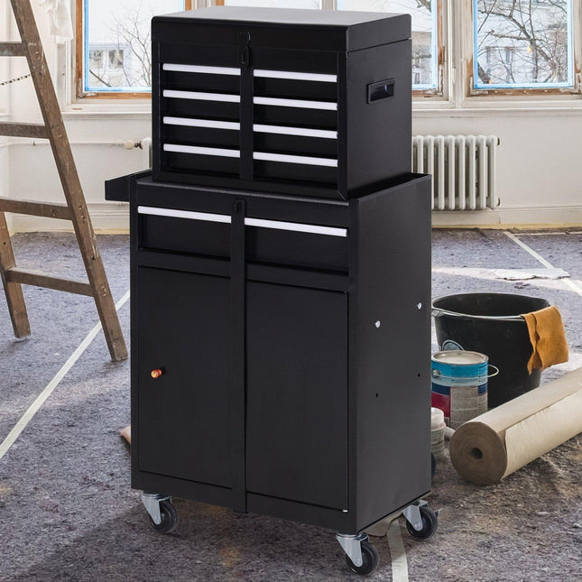 Metal workshop trolley with 5 drawers and 360° wheels