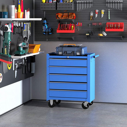 Mobile workshop trolley with 5 drawers - Red