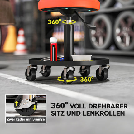 Rolling Workshop Stool, Adjustable Height, 135 kg Capacity