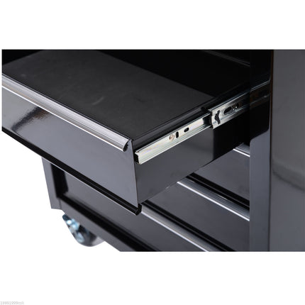 Lockable black tool trolley with 5 drawers & handle