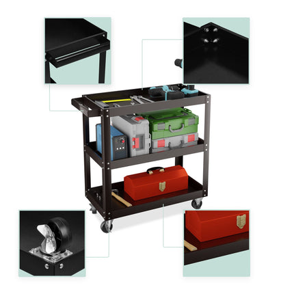 Workshop trolley with 3 shelves
